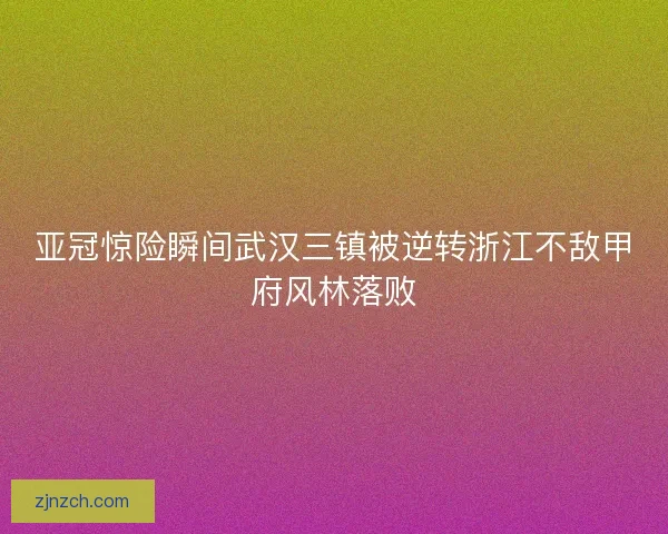 亚冠惊险瞬间武汉三镇被逆转浙江不敌甲府风林落败 亚冠惊险瞬间武汉三镇被逆转浙江不敌甲府风林落败